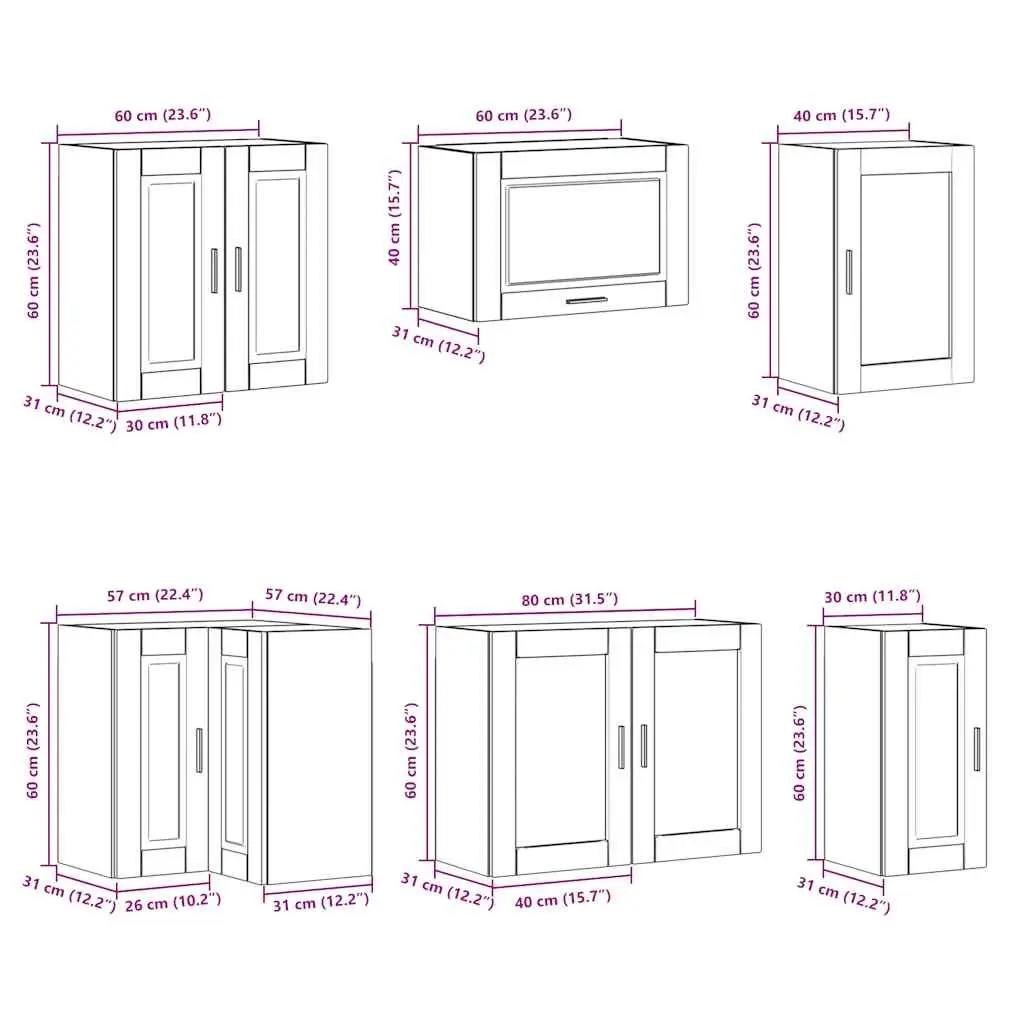 Kitchen Cabinet Set 11 Piece White Storage Engineered Wood Adjustable Feet