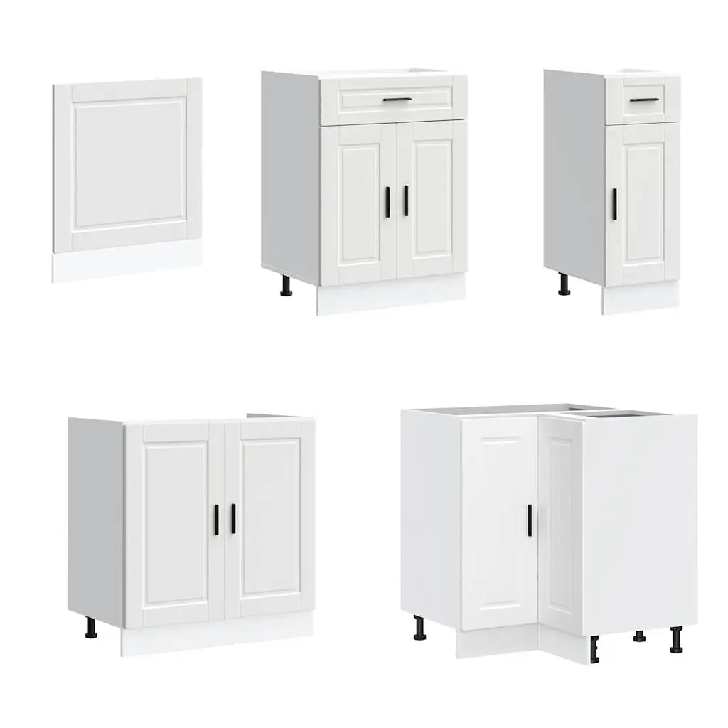 Kitchen Cabinet Set 11 Piece White Storage Engineered Wood Adjustable Feet