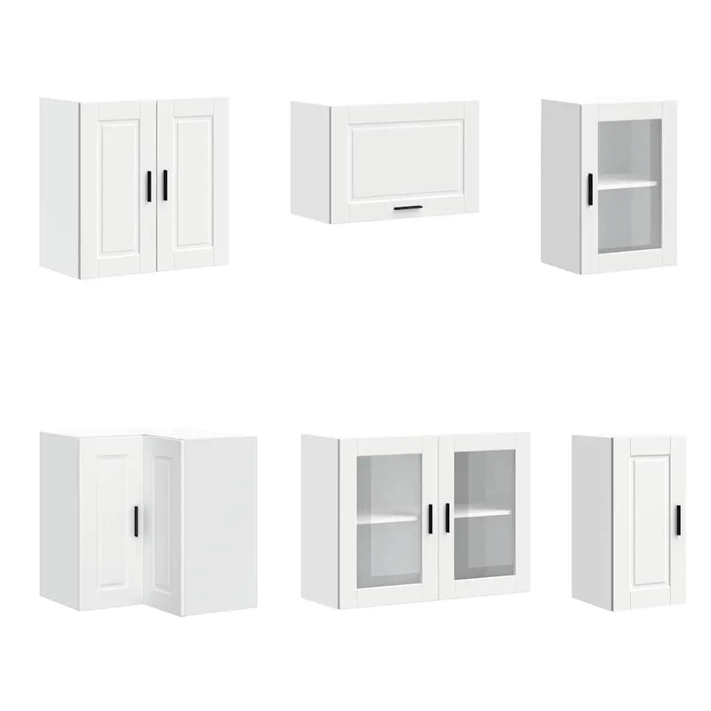 Kitchen Cabinet Set 11 Piece White Storage Engineered Wood Adjustable Feet