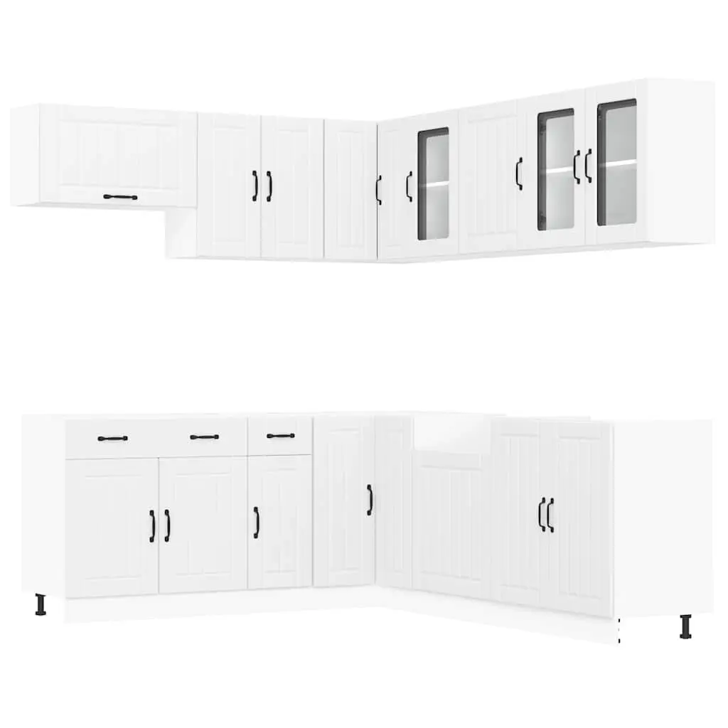 11 Piece Kitchen Cabinet Set White Storage Engineered Wood Cupboard