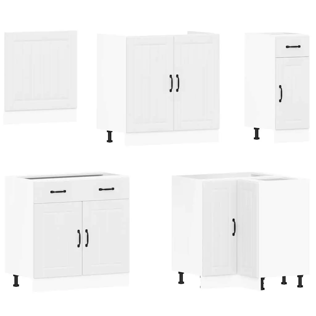 11 Piece Kitchen Cabinet Set White Storage Engineered Wood Cupboard