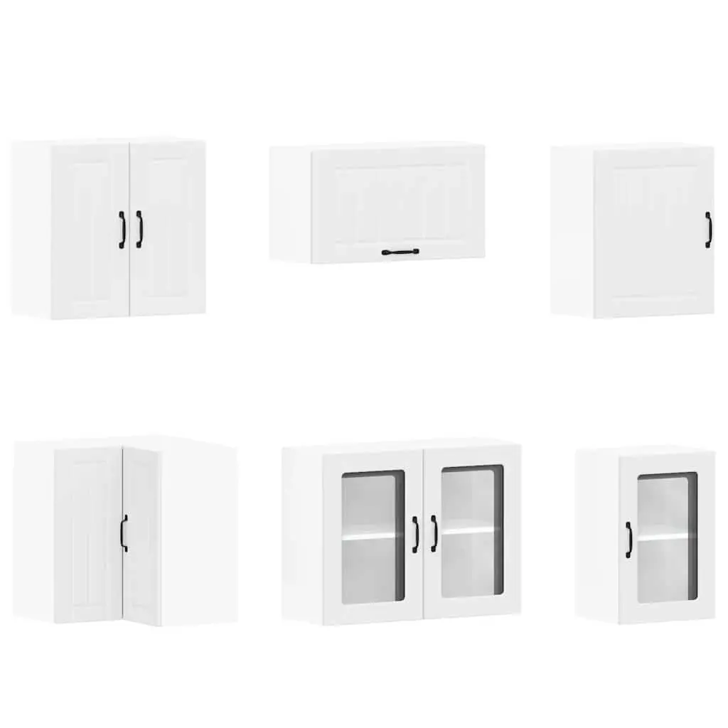 11 Piece Kitchen Cabinet Set White Storage Engineered Wood Cupboard