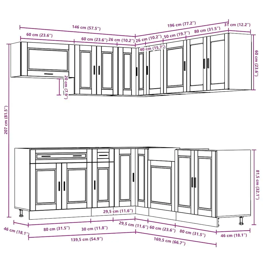 11 Piece Kitchen Cabinet Set in White