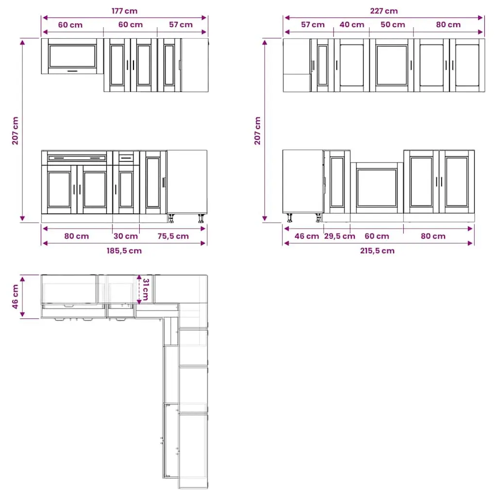 11 Piece Kitchen Cabinet Set in White