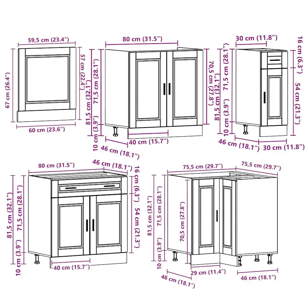 11 Piece Kitchen Cabinet Set in White