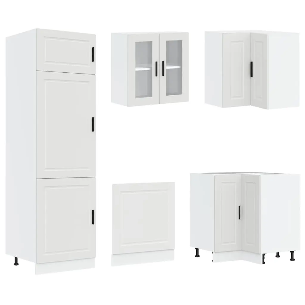 14 Piece White Engineered Wood Kitchen Storage Cabinet Set for Organised Space