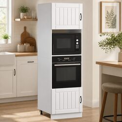 Oven Storage Unit - 2 Piece White Engineered Wood