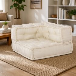 4-Piece Modular Sofa Unit: Cream Fabric Dimensions & Specs