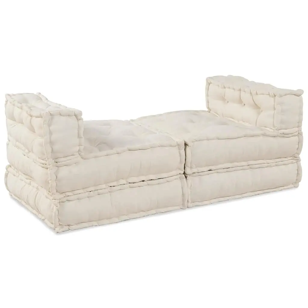 Modular Sofa Unit Indoor Outdoor Cream Fabric 210 x 140 x 56 cm