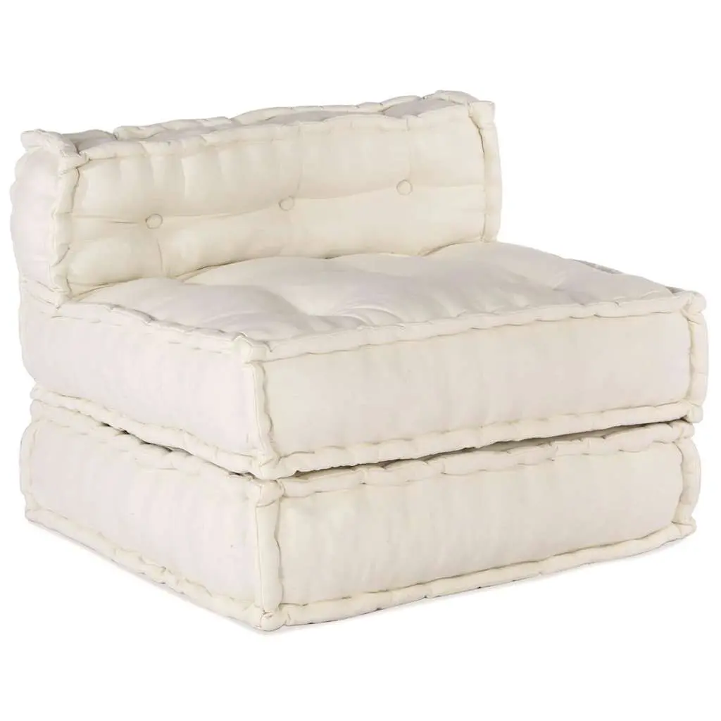 Modular Sofa Unit Indoor Outdoor Cream Fabric 210 x 140 x 56 cm