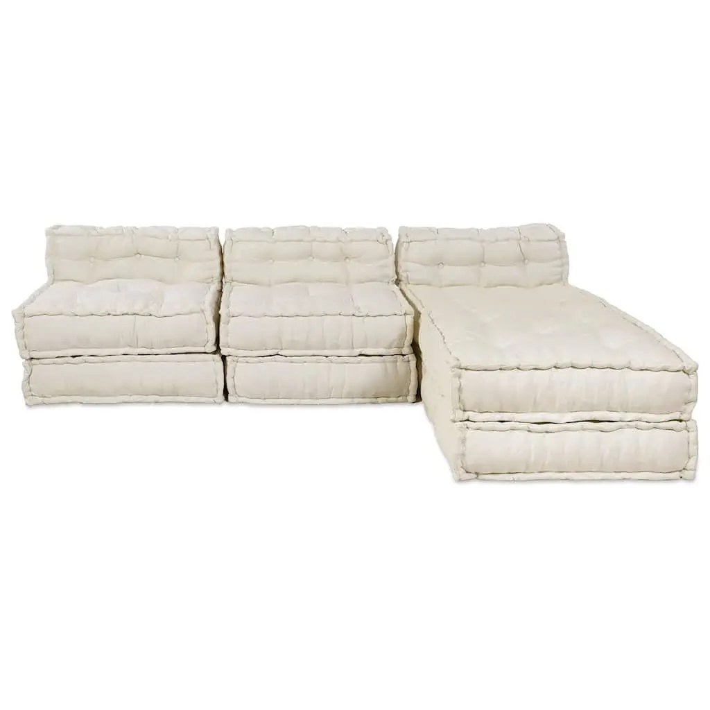 Modular Sofa Unit Indoor Outdoor Cream Fabric 210 x 140 x 56 cm