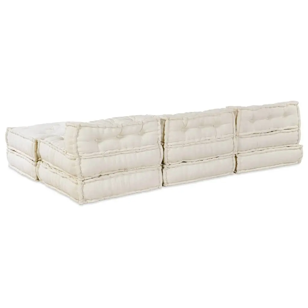 Modular Sofa Unit Indoor Outdoor Cream Fabric 210 x 140 x 56 cm