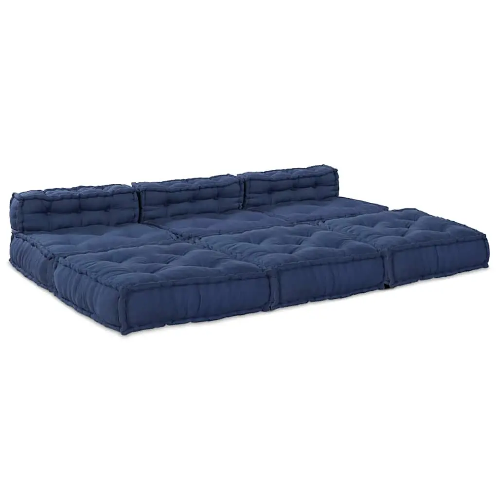 Modular Sofa Unit Living Room Fabric Indigo Blue 210 x 140 x 56 cm