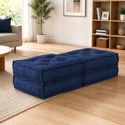 Modular Sofa Unit - 2 Pieces, Blue Fabric, 140x70x36cm