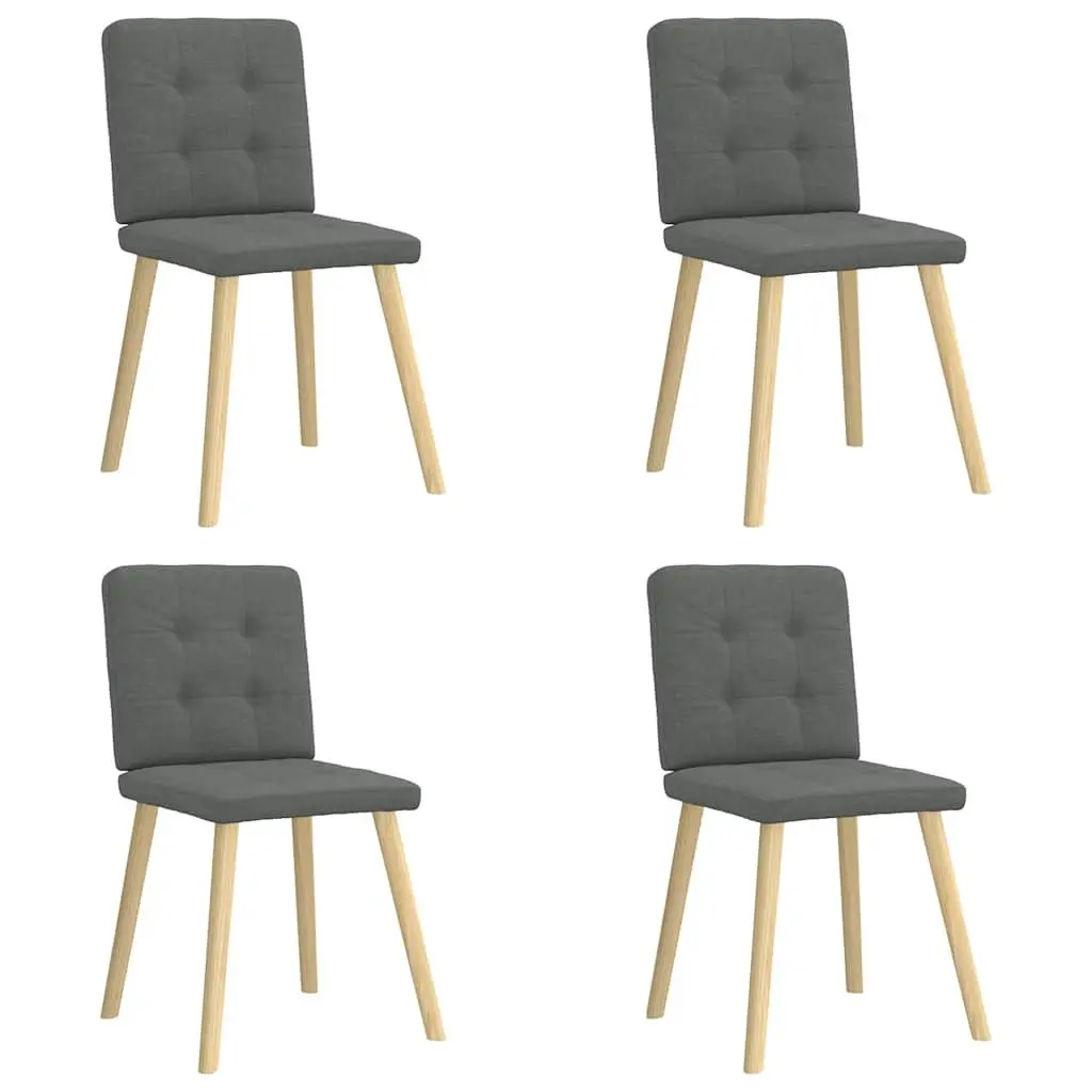 Dining Chairs 4 pcs Grey Fabric Kitchen Room Seating Elegant Design Comfort