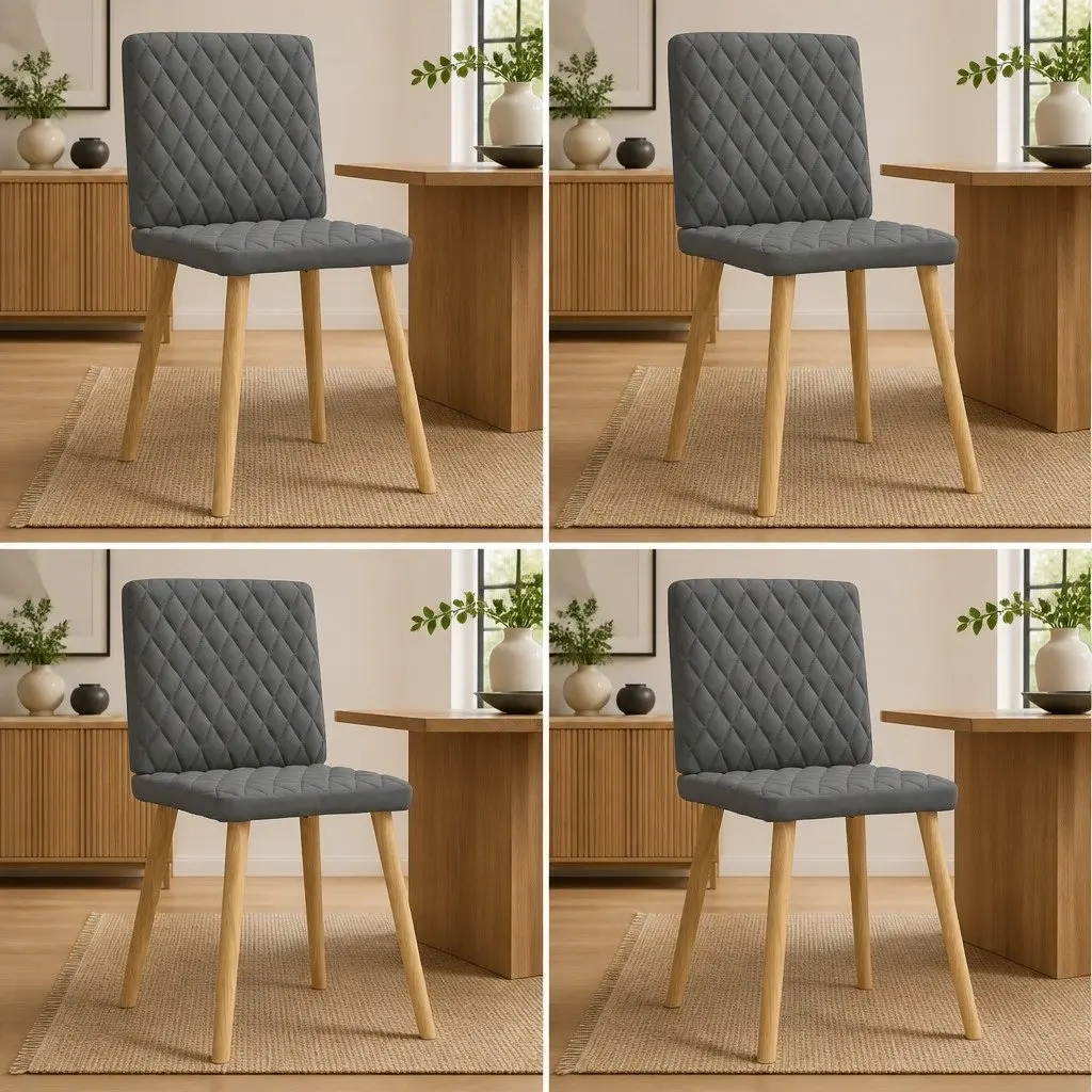 4-Piece Dining Chairs Set in Dark Grey Fabric