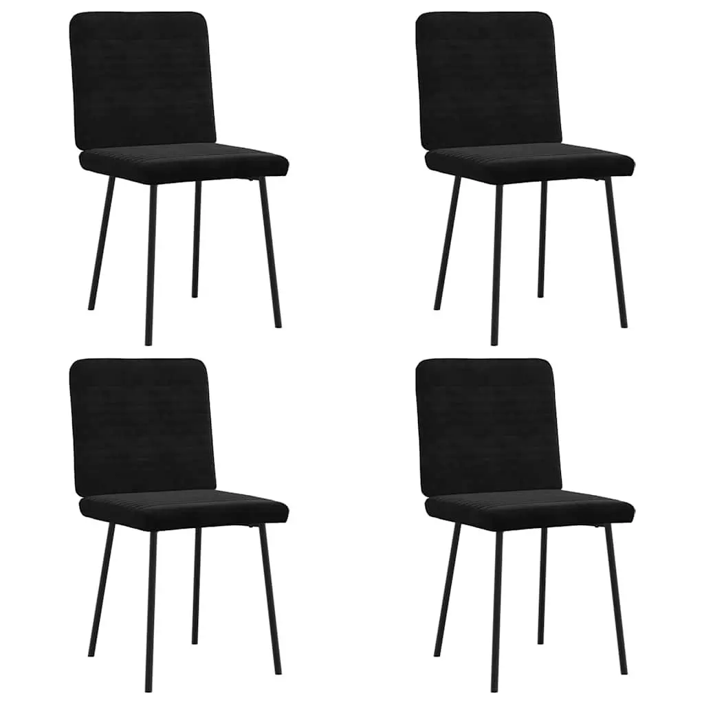 Dining Chairs 4 pcs Black Velvet Kitchen Seating Set Comfortable Backrest