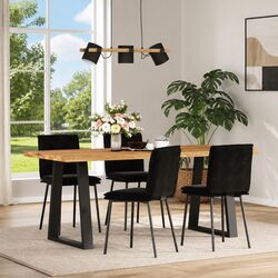 Dining Chairs Set: 4 Black Velvet Upholstered Chairs