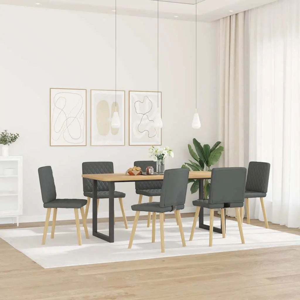 6 Grey Fabric Dining Chairs with Foam Backrest