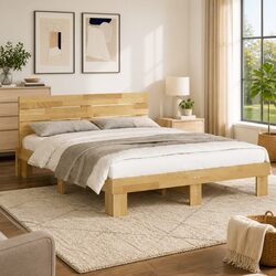 Solid Oak Bed Frame with Headboard 135x190 cm Specifications