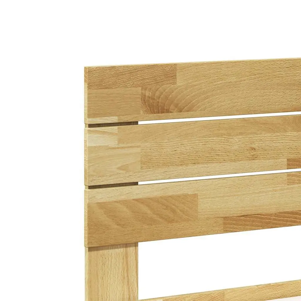 Solid Oak Bed Frame with Headboard 135x190 cm