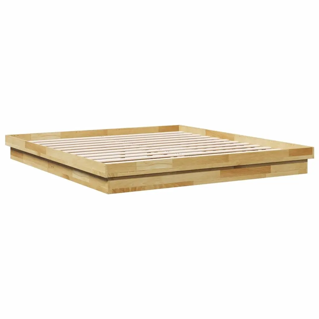 Bed Frame Bedroom 180x200 cm Low Floor Solid Oak Wood Slatted Base