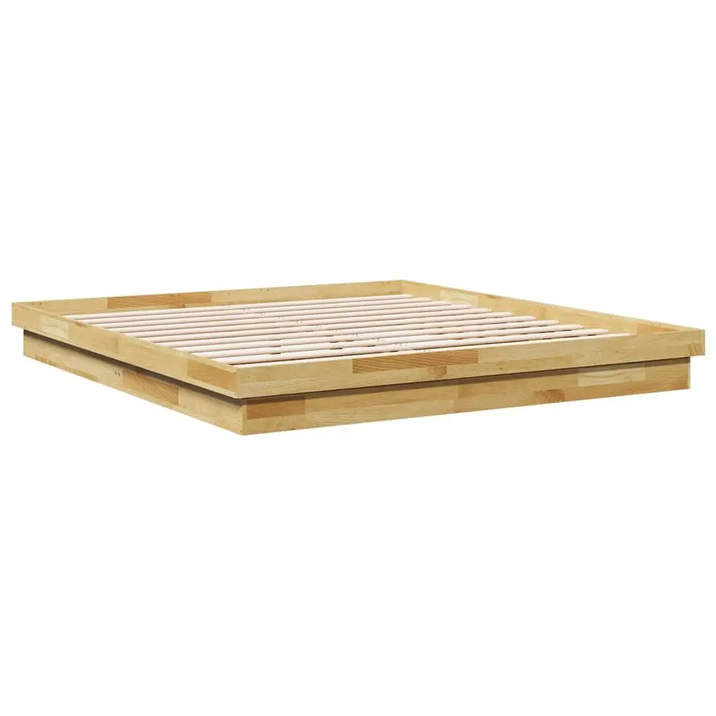 Bed Frame Bedroom 180x200 cm Low Floor Solid Oak Wood Slatted Base