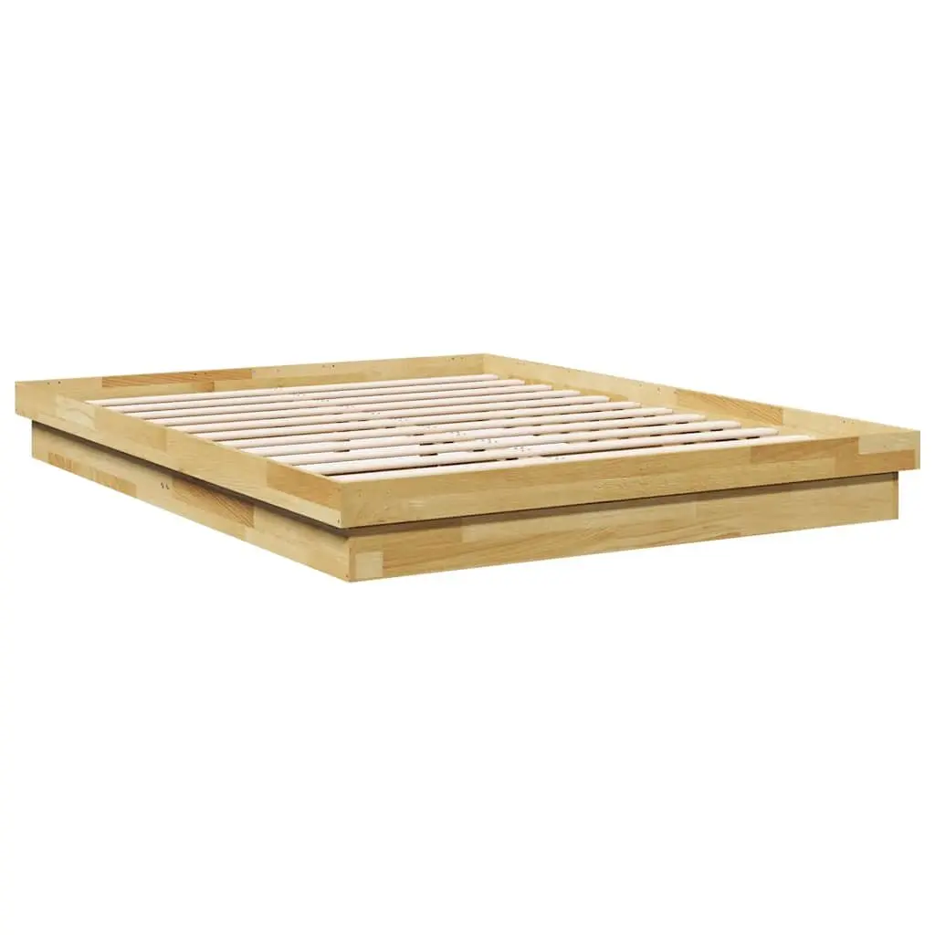 Bed Frame Bedroom 150x200 cm Low Floor Solid Wood Oak Slatted Base
