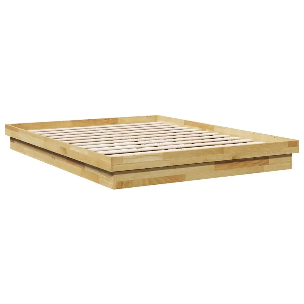 Bed Frame Children Bedroom 135x190 cm Low Floor Solid Oak Wood Slatted Base