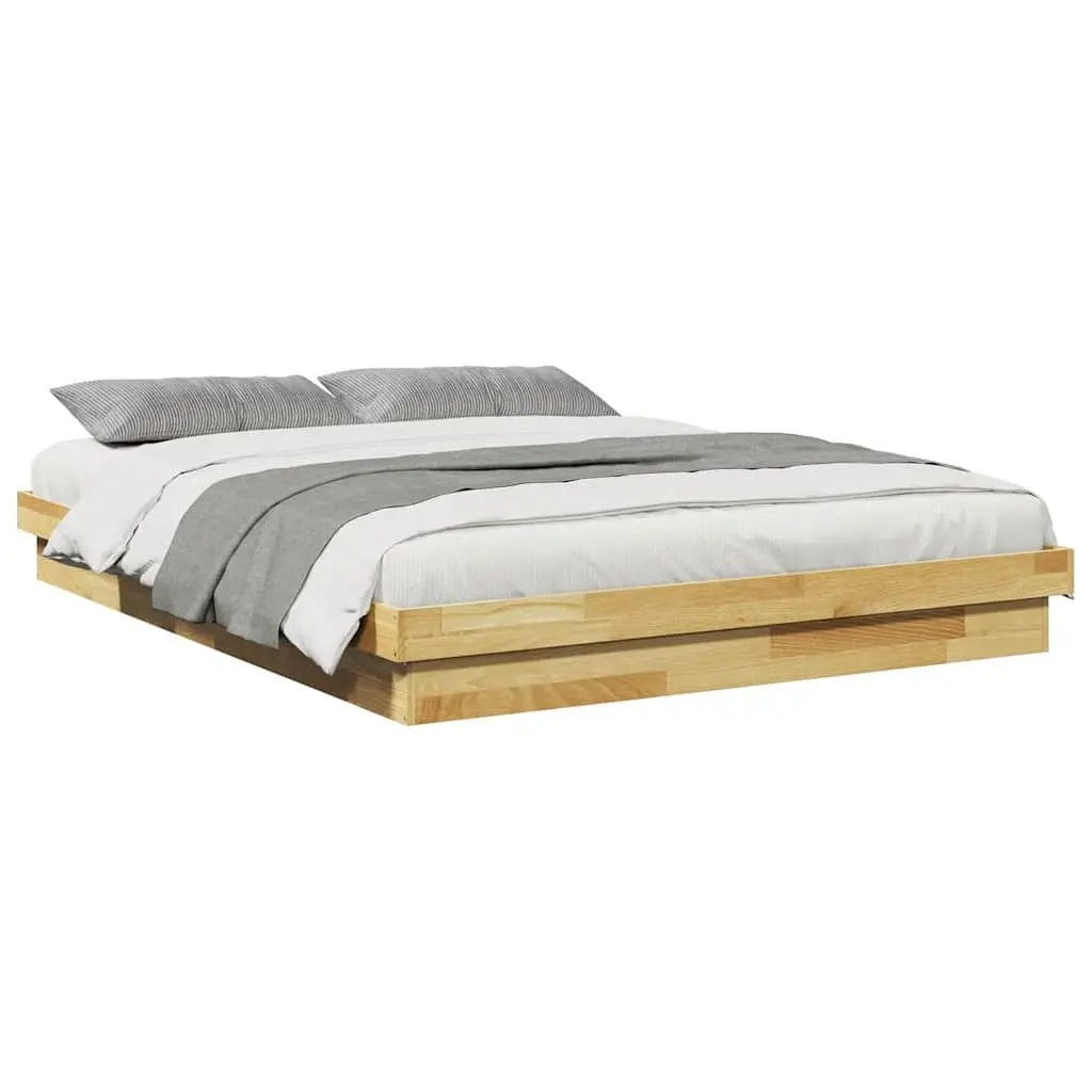 Bed Frame Children Bedroom 135x190 cm Low Floor Solid Oak Wood Slatted Base