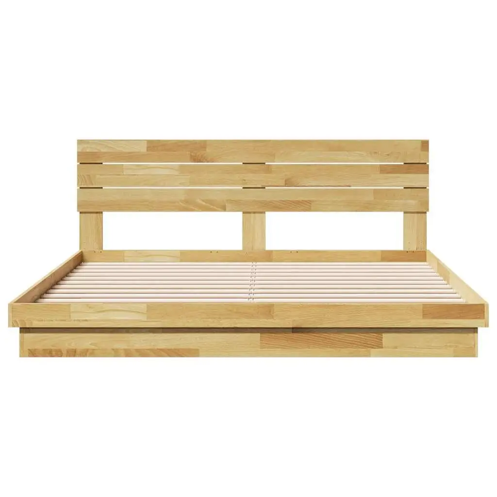 Solid Oak Bed Frame with Headboard 180x200 cm