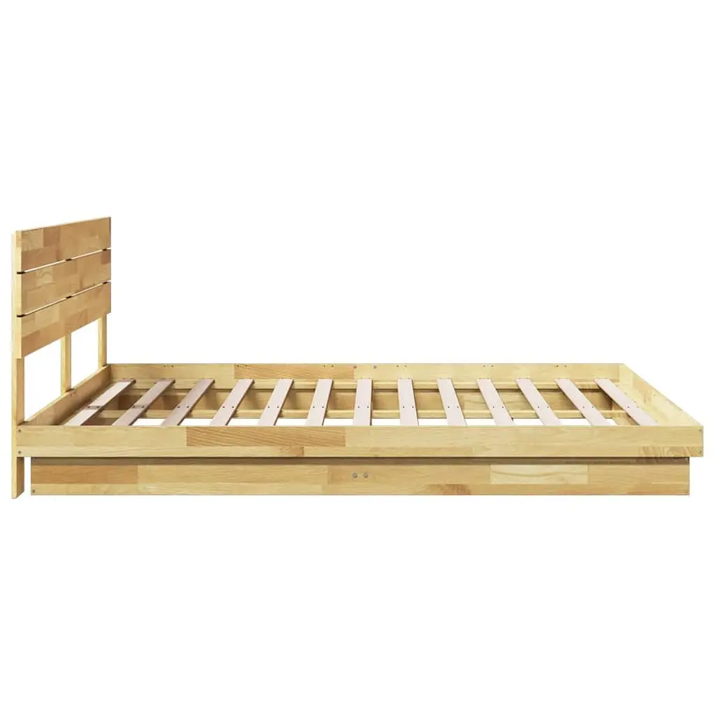 Solid Oak Bed Frame with Headboard 180x200 cm