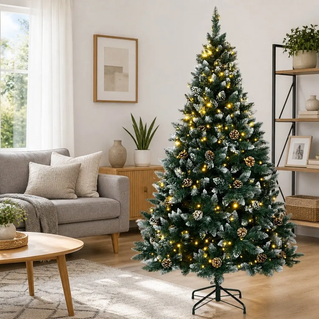 Artificial Christmas Tree Green 150cm for Holiday Decoration with 150 LED Lights