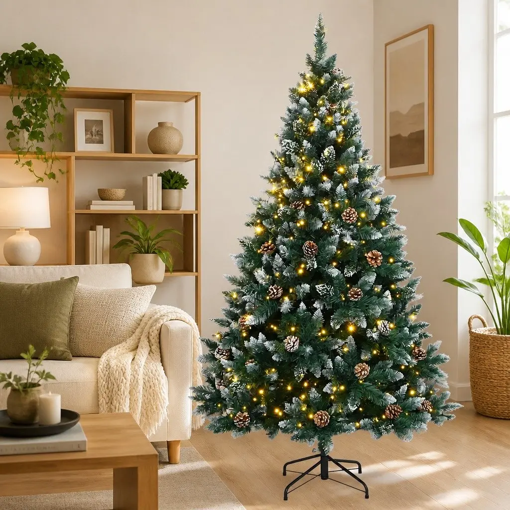 Artificial Christmas Tree Holiday Decor 180cm Green with 300 LEDs
