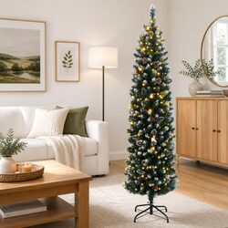 Artificial Slim Christmas Tree 180cm 300 LEDs Green with 8 Lighting Modes