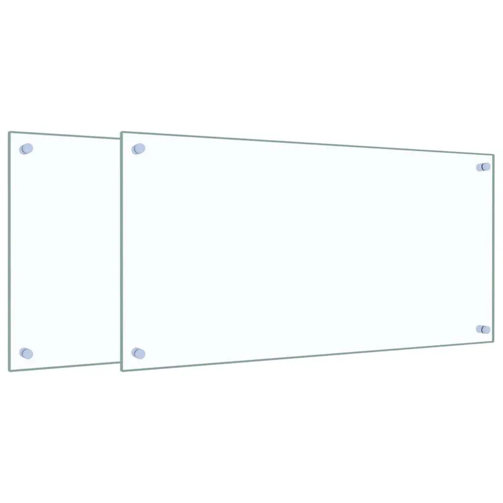 Tempered Glass Kitchen Splash Guard Set of 2 Transparent 80x40cm