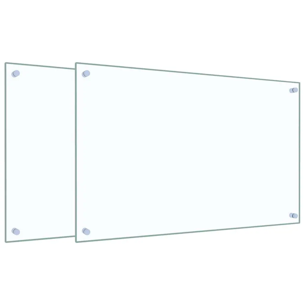 Tempered Glass Splash Guard Kitchen Backsplash Set 80x50cm Transparent 2 Pieces