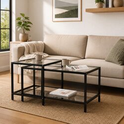 Set of 2 Tempered Glass Top Tables: Dimensions and Specs