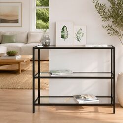 Tempered Glass Shelf Transparent 100x36x90cm Display Storage Bookcase Standing