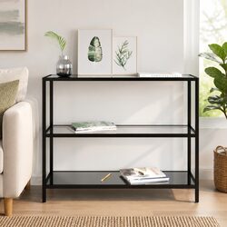 Tempered Glass Shelf Unit Black Corner Storage Display Shelving Furniture Stand