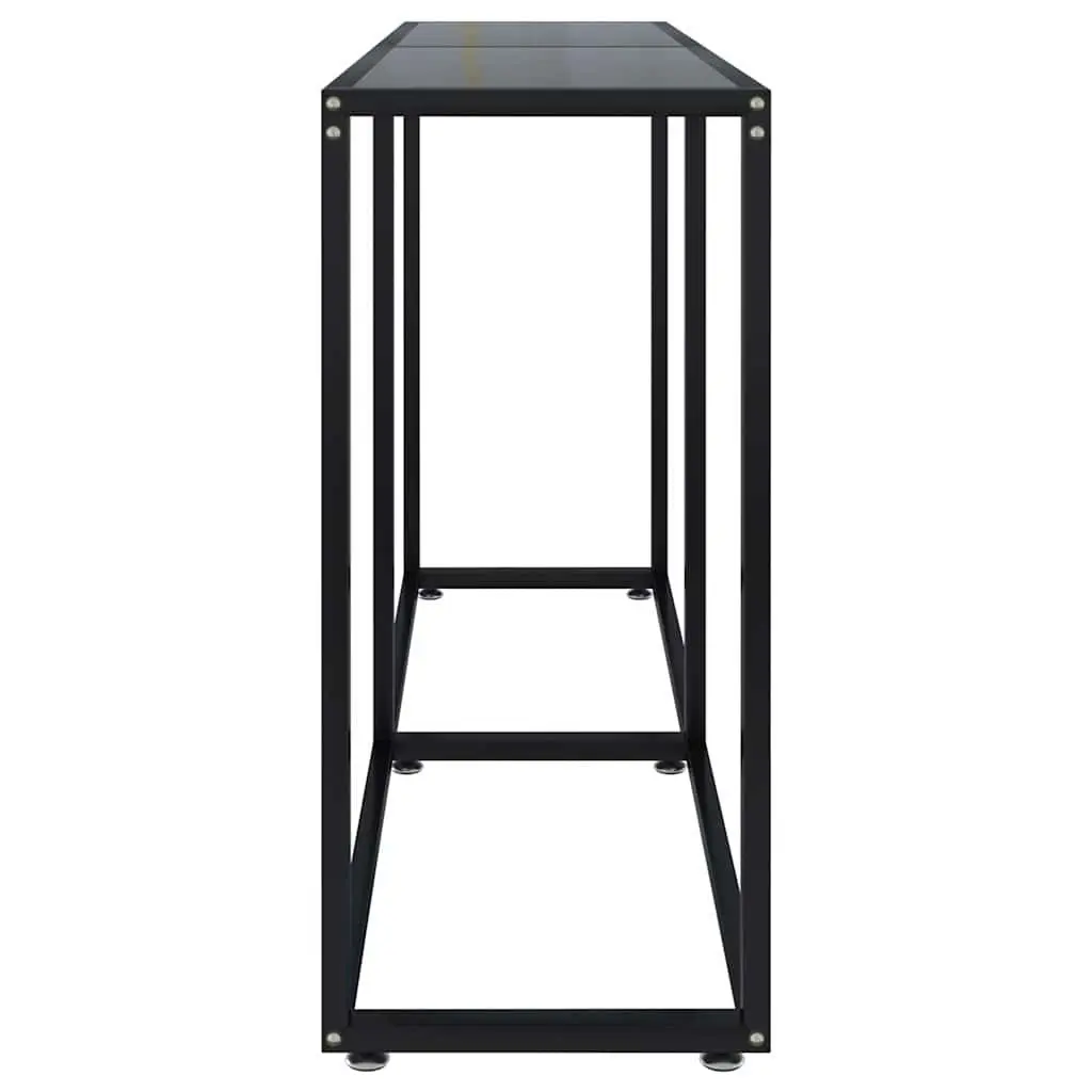 Console Table Black Tempered Glass Steel Frame Living Room Accent End Table