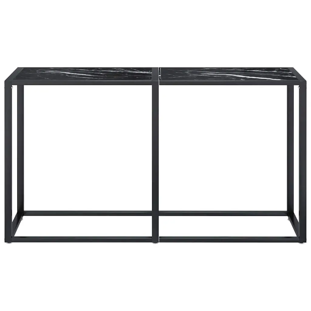 Console Table Black Marble Top Tempered Glass Steel Frame End Table