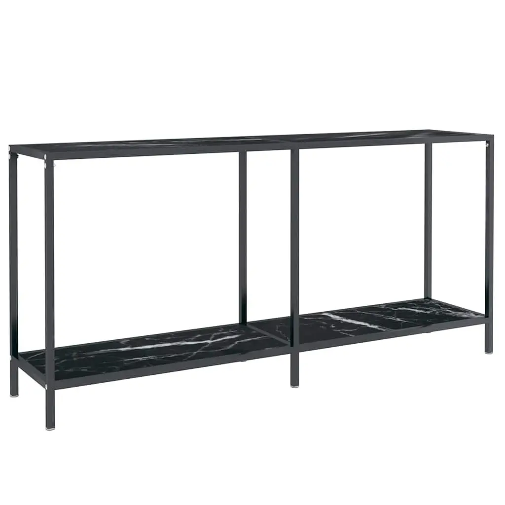 Console Table Living Room Black Tempered Glass 160 x 35 x 75.5 cm