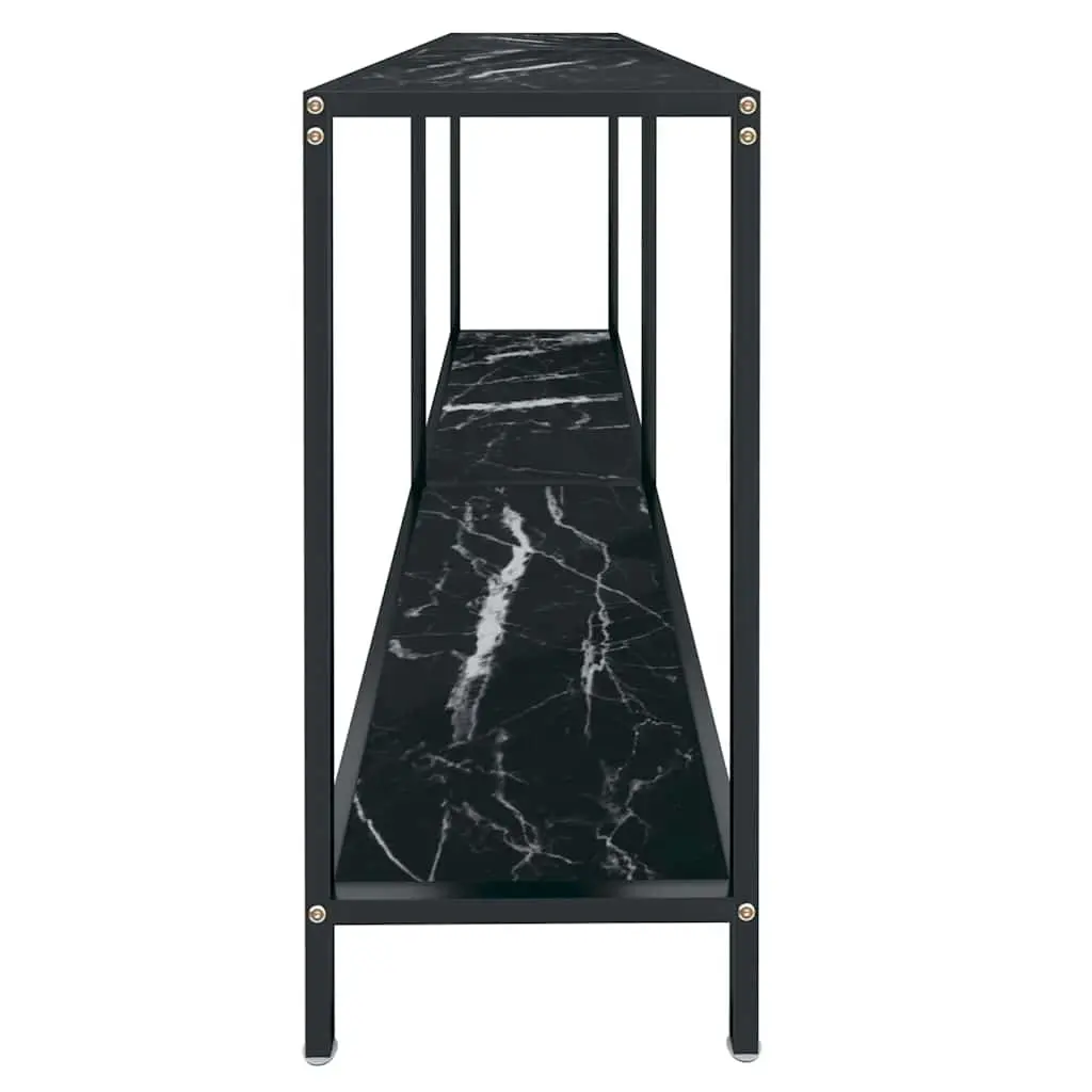 Console Table Living Room Black Tempered Glass 160 x 35 x 75.5 cm