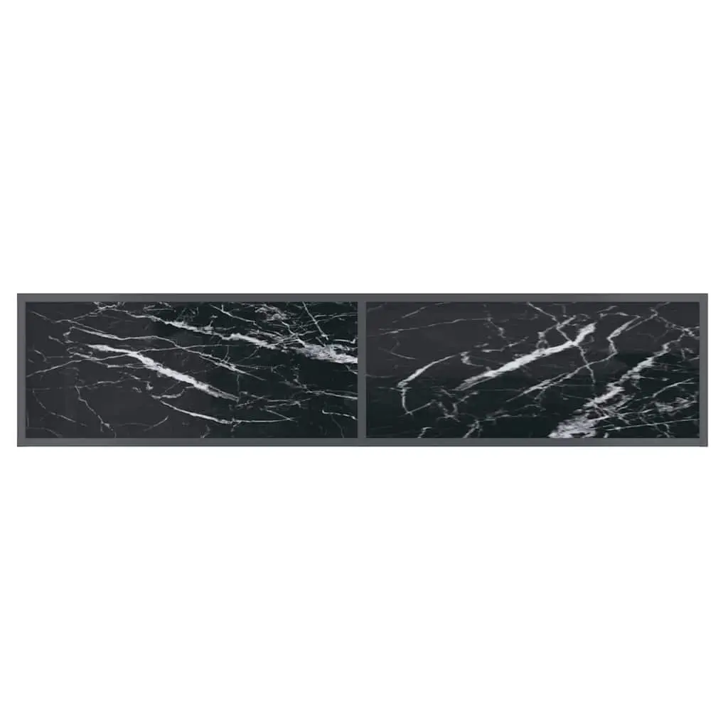 Console Table Living Room Black Tempered Glass 160 x 35 x 75.5 cm