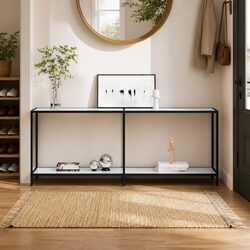 Console Table White Tempered Glass Accent End Table Living Room Furniture