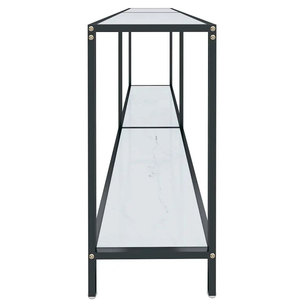 Console Table White Tempered Glass Living Room 180 x 35 x 75.5 cm