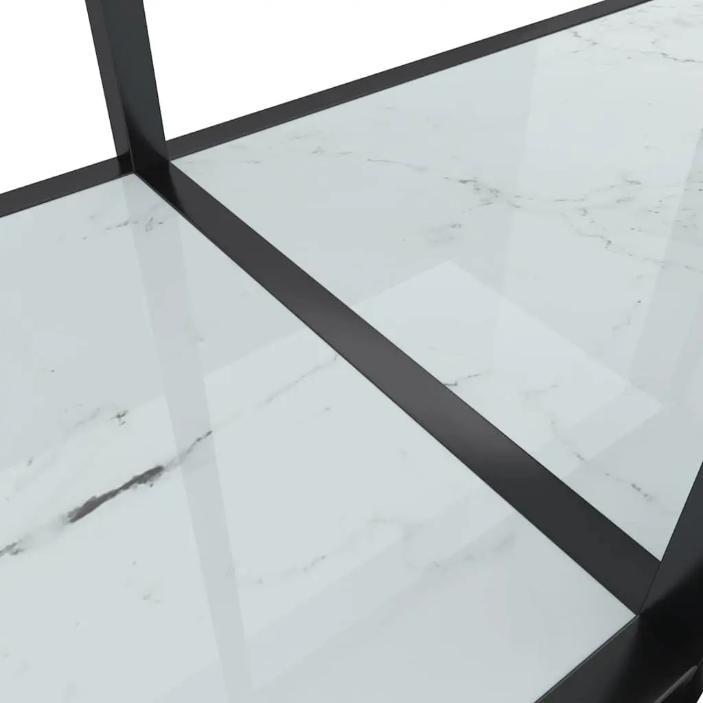 Console Table White Tempered Glass Living Room 180 x 35 x 75.5 cm