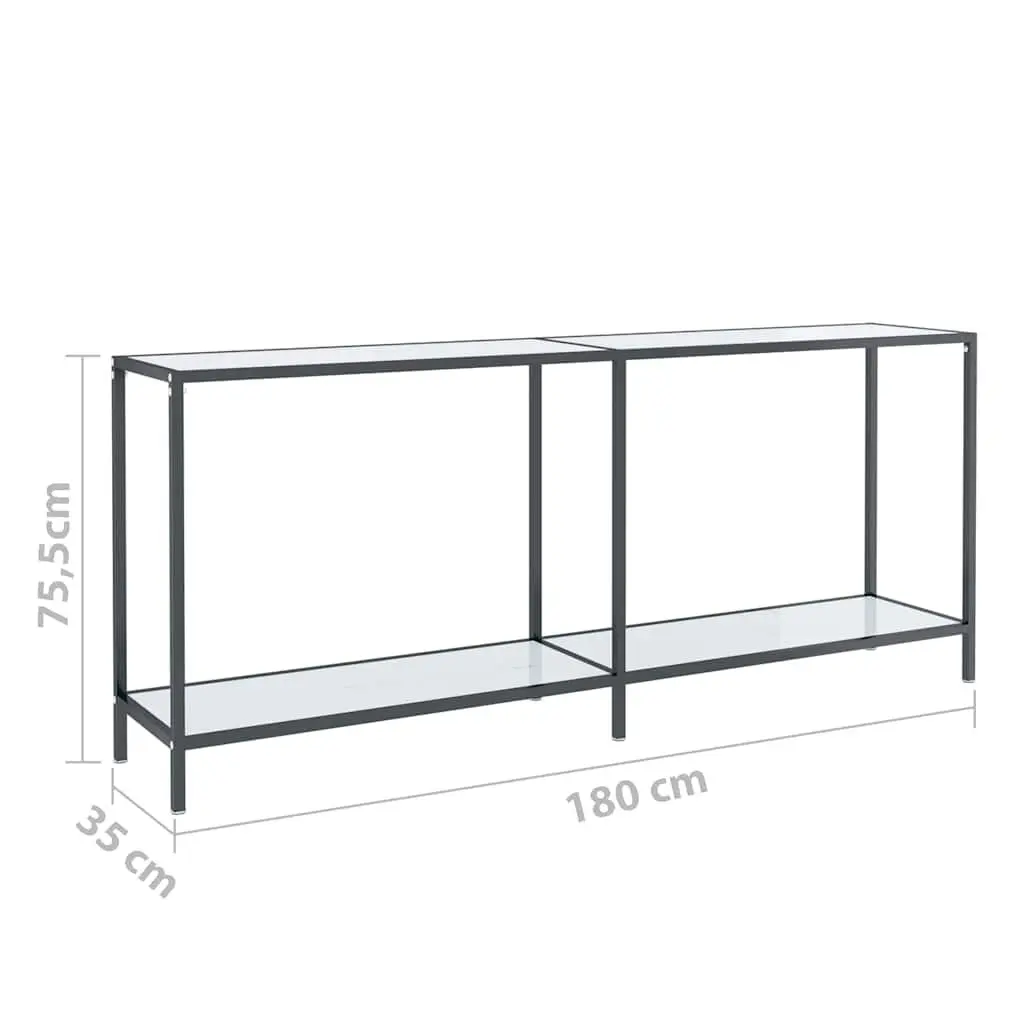 Console Table White Tempered Glass Living Room 180 x 35 x 75.5 cm