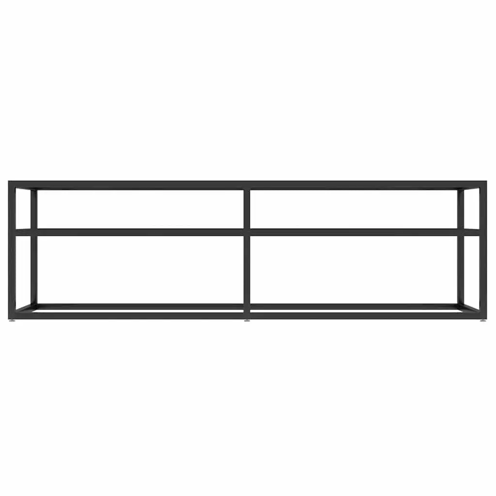 TV Cabinet Living Room Black Marble Tempered Glass Shelving Unit 140 x 40 x 40.5 cm